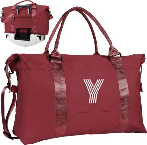 Gifts for Sister, Initial Travel Duffel Bag, Sports Bag, Personalized Weekender Bag with Shoulder Strap, Monogram Overnight Bag, Gift for Friend Sister Women Gifts (Letter Y)