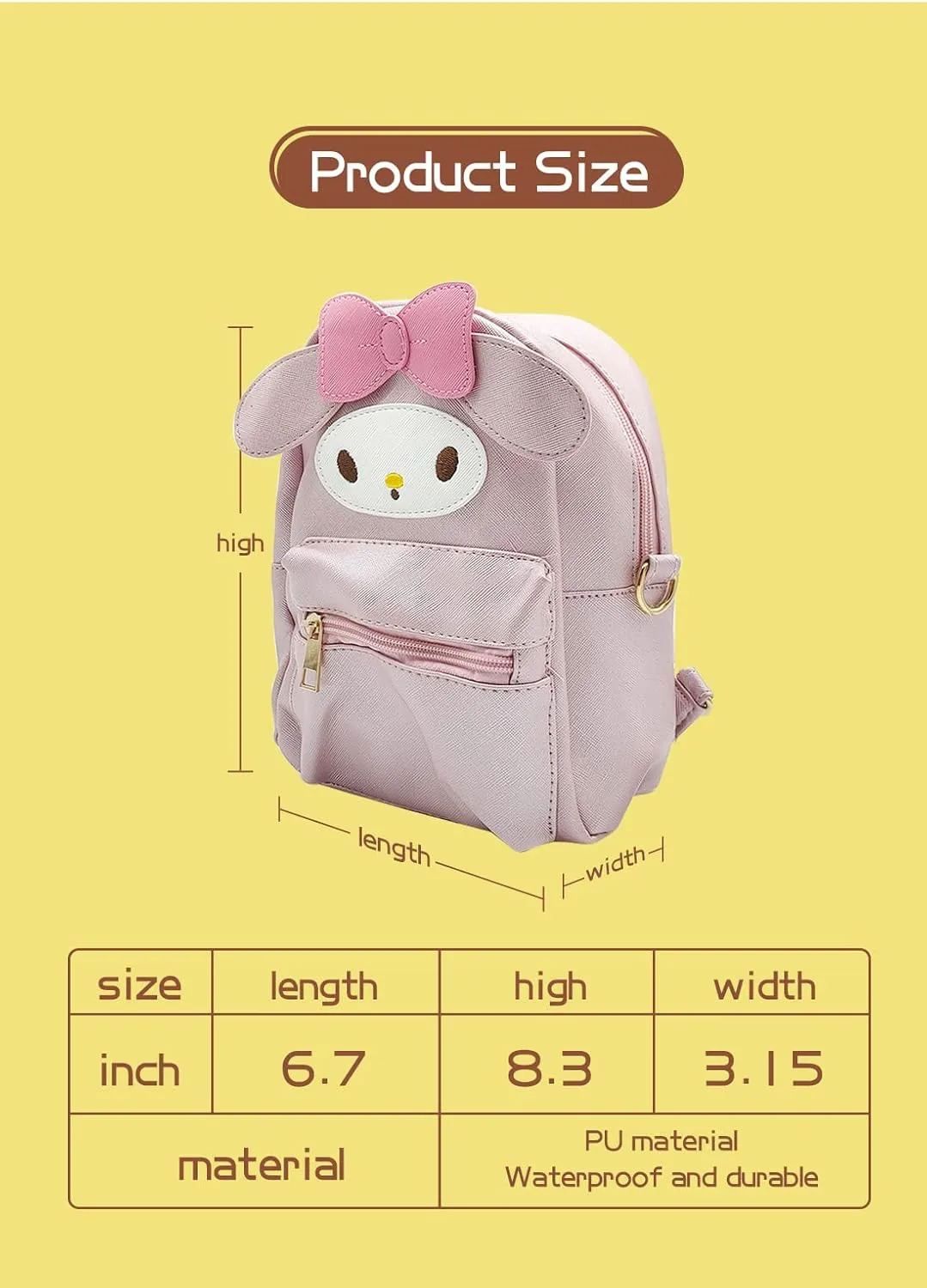 Girls Anime Kawaii Mini Backpack   Keychain Anime Cosplay Back Pack Cute Doll Handbag Shoulder Bag(Pink)