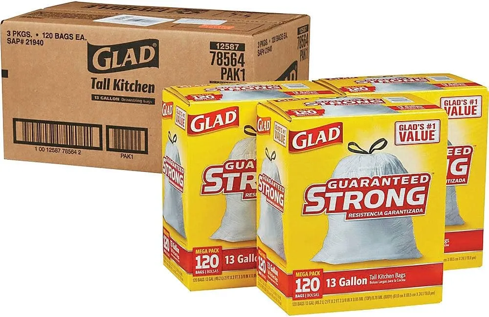 Glad Tall Kitchen Drawstring Trash Bags