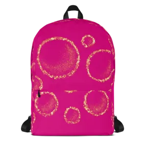Gold Circles Dark Pink Backpack