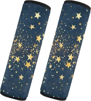 Gold Stars on a Dark Blue Car Seat Belt Cover Strap Pad Shoulder Bag