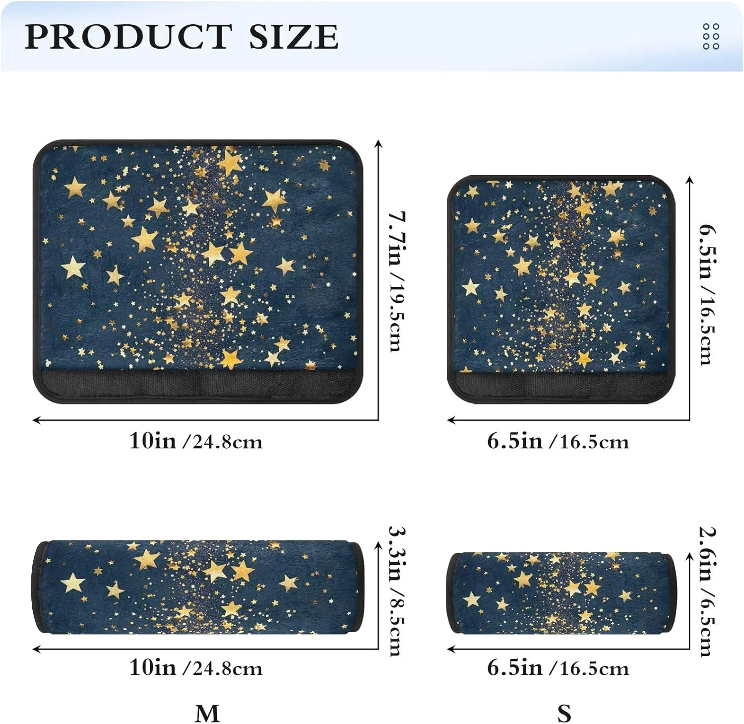 Gold Stars on a Dark Blue Car Seat Belt Cover Strap Pad Shoulder Bag