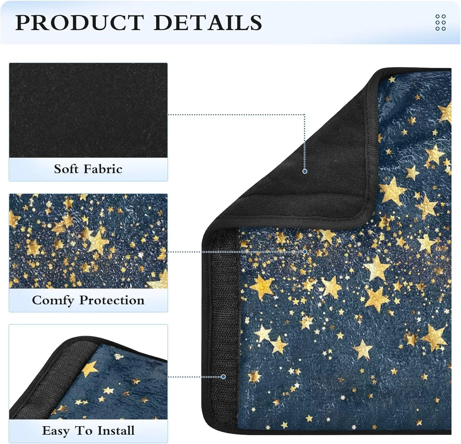Gold Stars on a Dark Blue Car Seat Belt Cover Strap Pad Shoulder Bag
