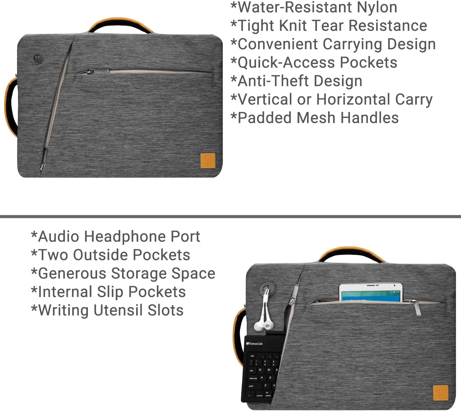 Grey 14-inch Convertible Hybrid Laptop Bag Messenger Bag Compatible with Microsoft Surface Laptop 5 4 3 13.5" 15"