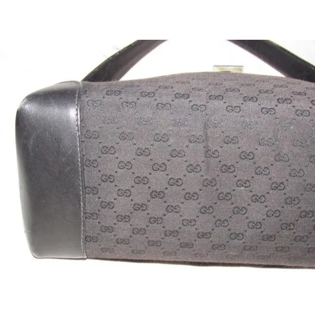 Gucci Black Micro Guccissima Print Jackie Satchel w G Twist Clasp