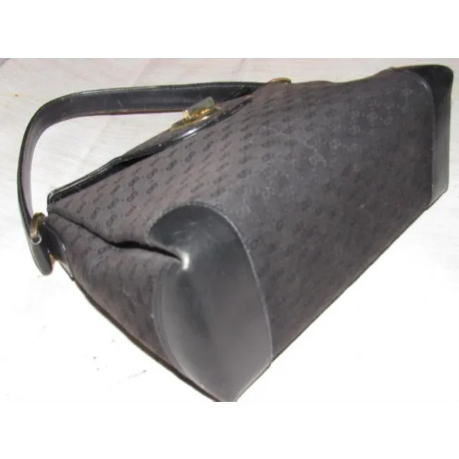 Gucci Black Micro Guccissima Print Jackie Satchel w G Twist Clasp