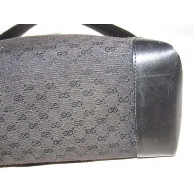 Gucci Black Micro Guccissima Print Jackie Satchel w G Twist Clasp
