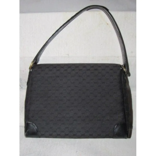 Gucci Black Micro Guccissima Print Jackie Satchel w G Twist Clasp