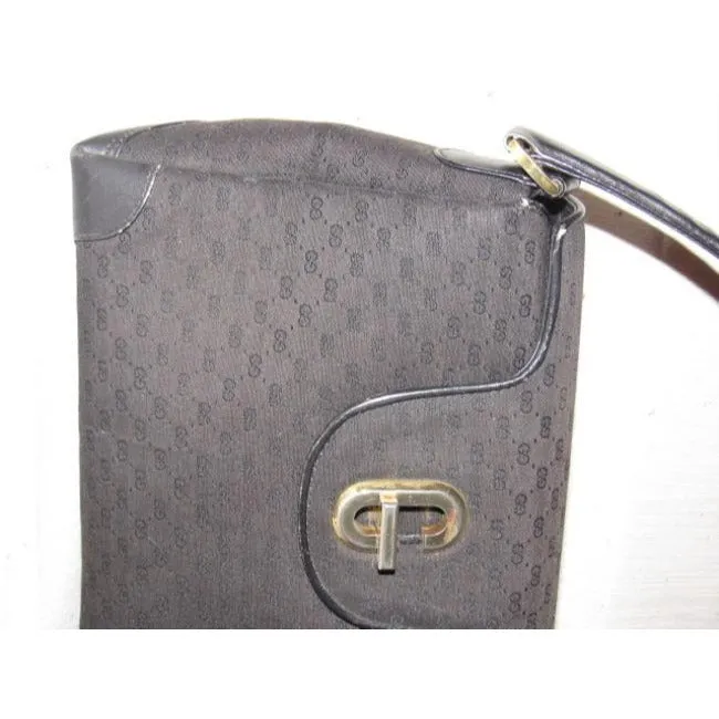 Gucci Black Micro Guccissima Print Jackie Satchel w G Twist Clasp