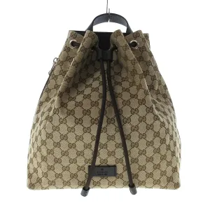 GUCCI - GG Backpack Beige Dark Brown Jacquard Leather