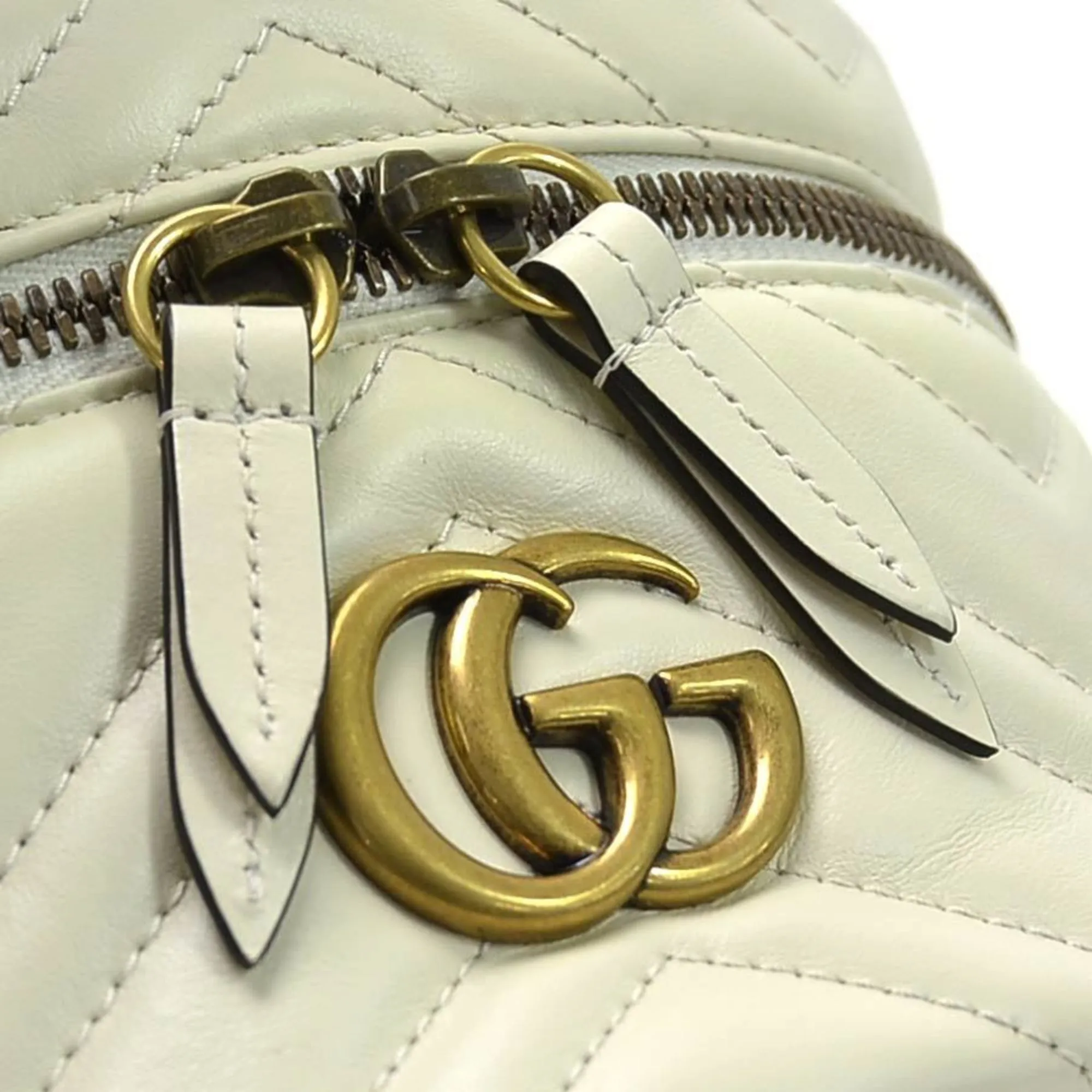 Gucci Handbag Backpack GG Marmont Quilted Leather Mini Bianco Calf Ladies 598594