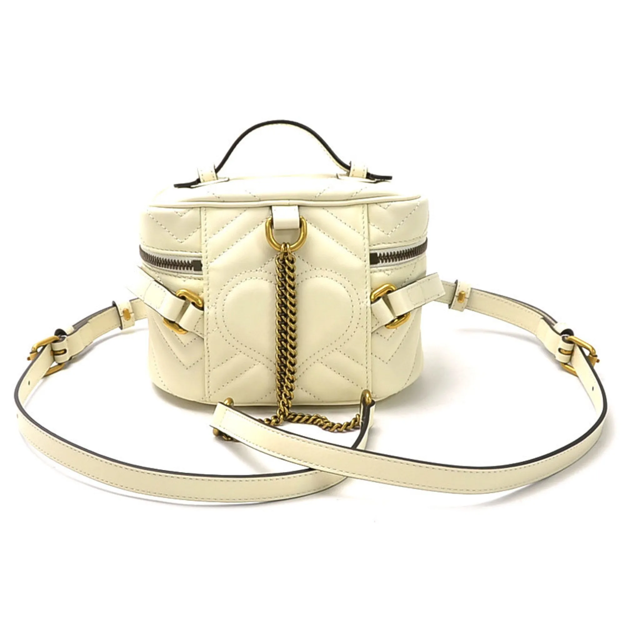 Gucci Handbag Backpack GG Marmont Quilted Leather Mini Bianco Calf Ladies 598594