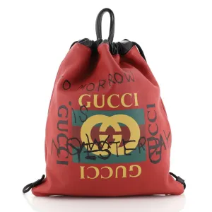 Gucci red leather backpacks