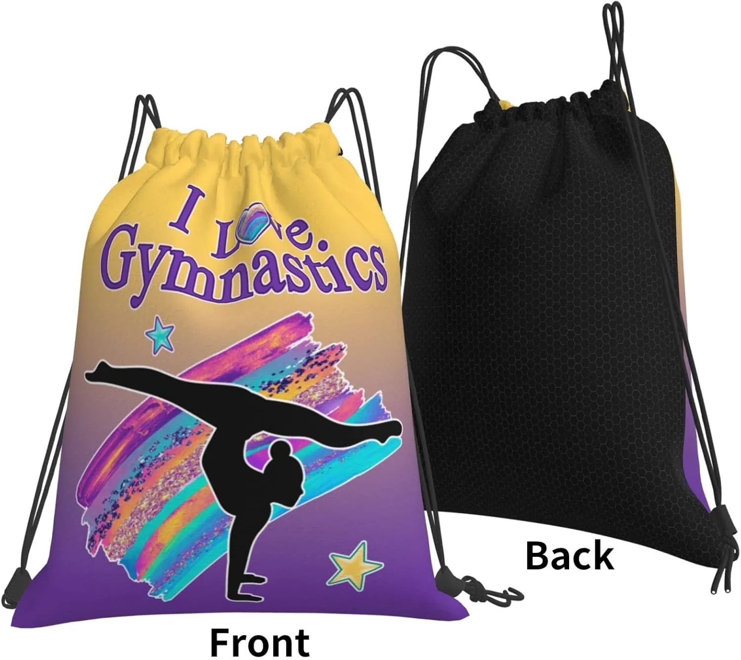 Gymnastics Drawstring Bags For Women Gymnast Drawstring Backpack Water Resistant String Bag Sports Gym Bag