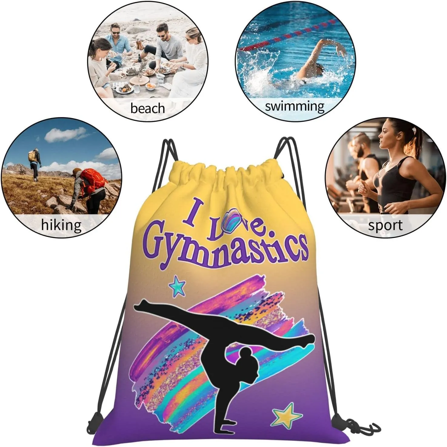 Gymnastics Drawstring Bags For Women Gymnast Drawstring Backpack Water Resistant String Bag Sports Gym Bag