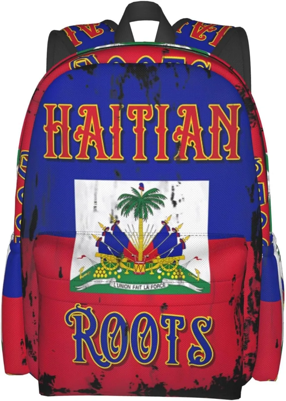 Haitian Roots Haiti Flag Large Travel Backpack Casual Backpacks Laptop Daypack Working Rucksack Lightweight Back Pack Sports Bag with Adjustable Shoulder Strap
