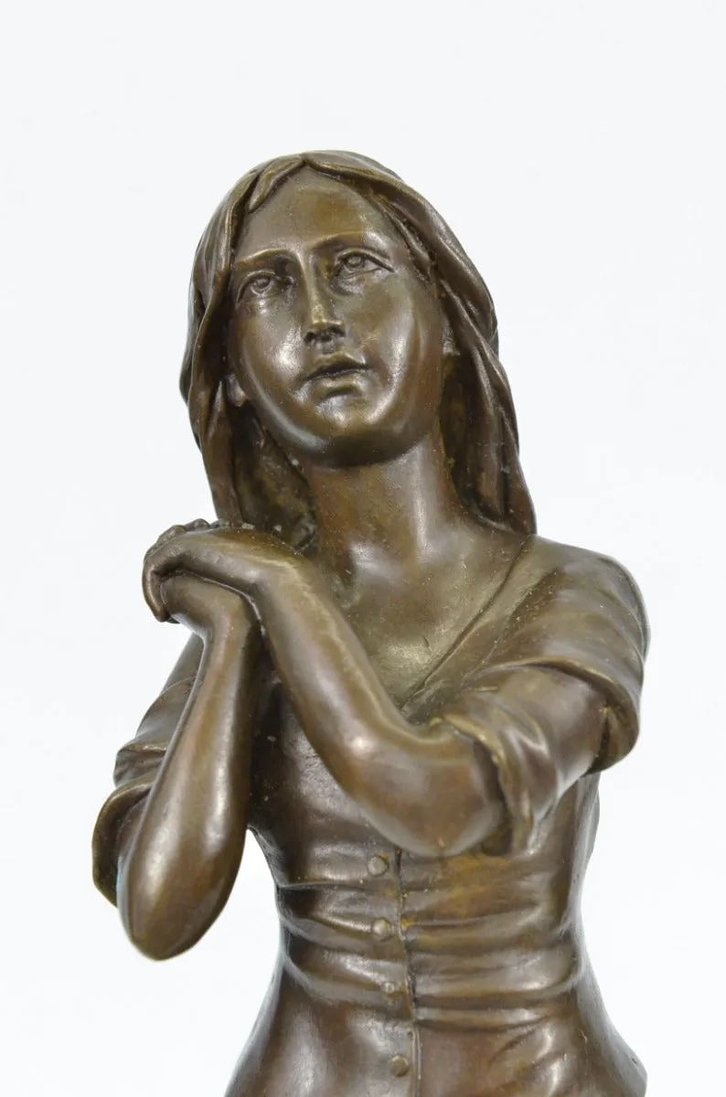 Handcrafted bronze sculpture SALE Base Marble Deco Art Cast Hot Maiden Original