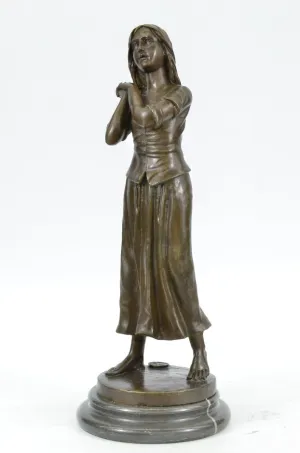 Handcrafted bronze sculpture SALE Base Marble Deco Art Cast Hot Maiden Original