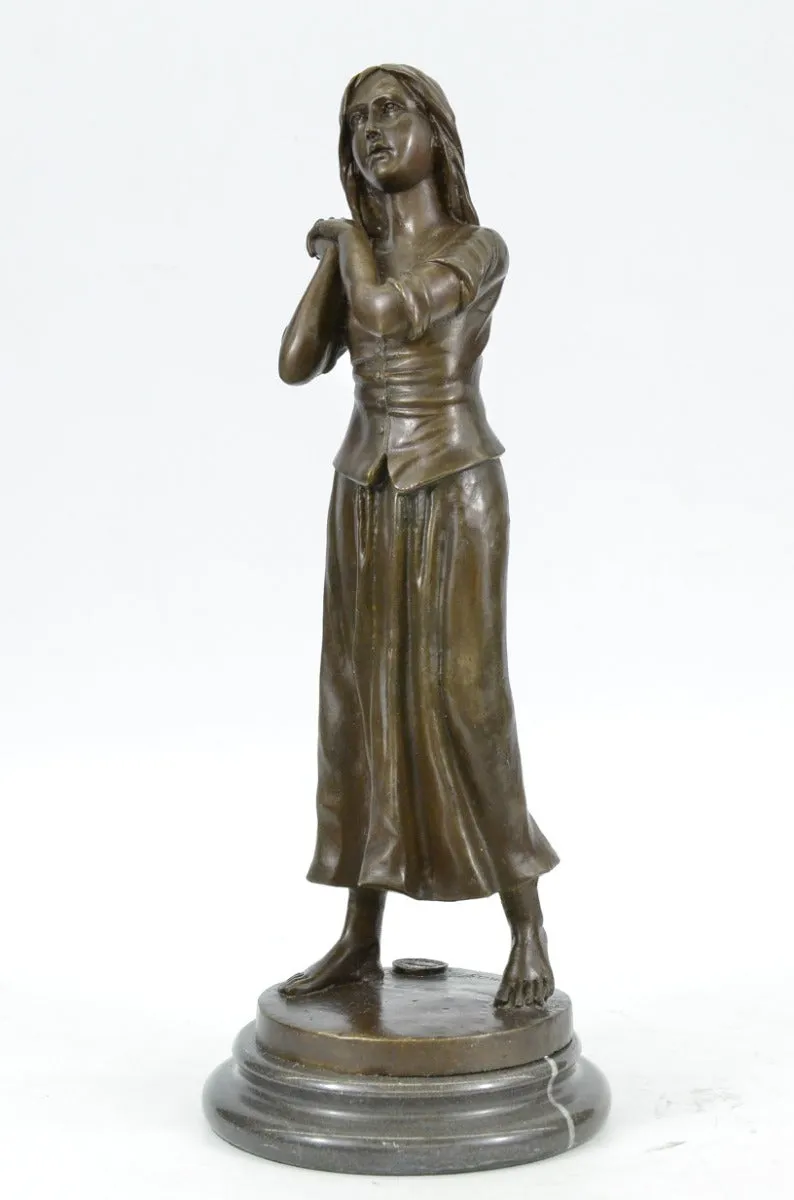 Handcrafted bronze sculpture SALE Base Marble Deco Art Cast Hot Maiden Original