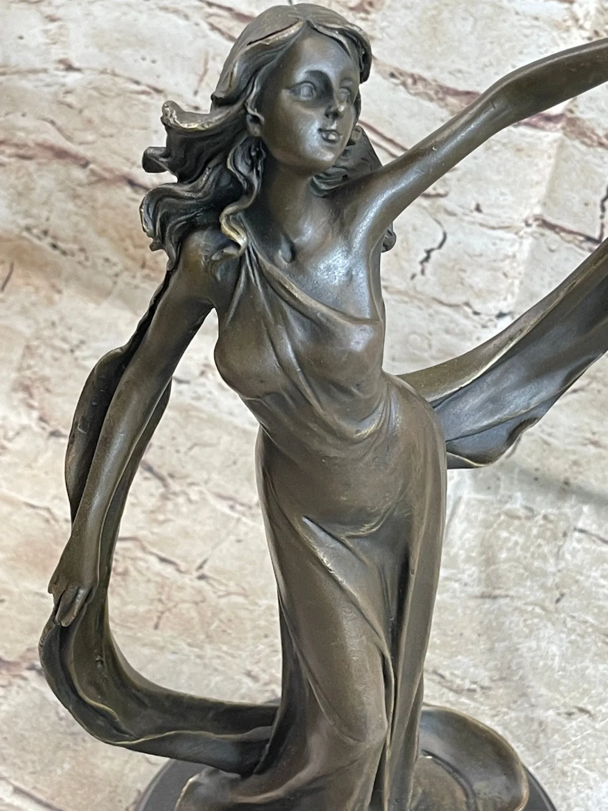 Handcrafted Collectible By Lost Wax Method Beautiful Maiden Bronze Sculpture