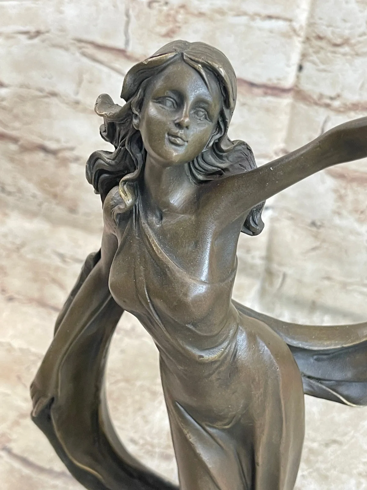 Handcrafted Collectible By Lost Wax Method Beautiful Maiden Bronze Sculpture