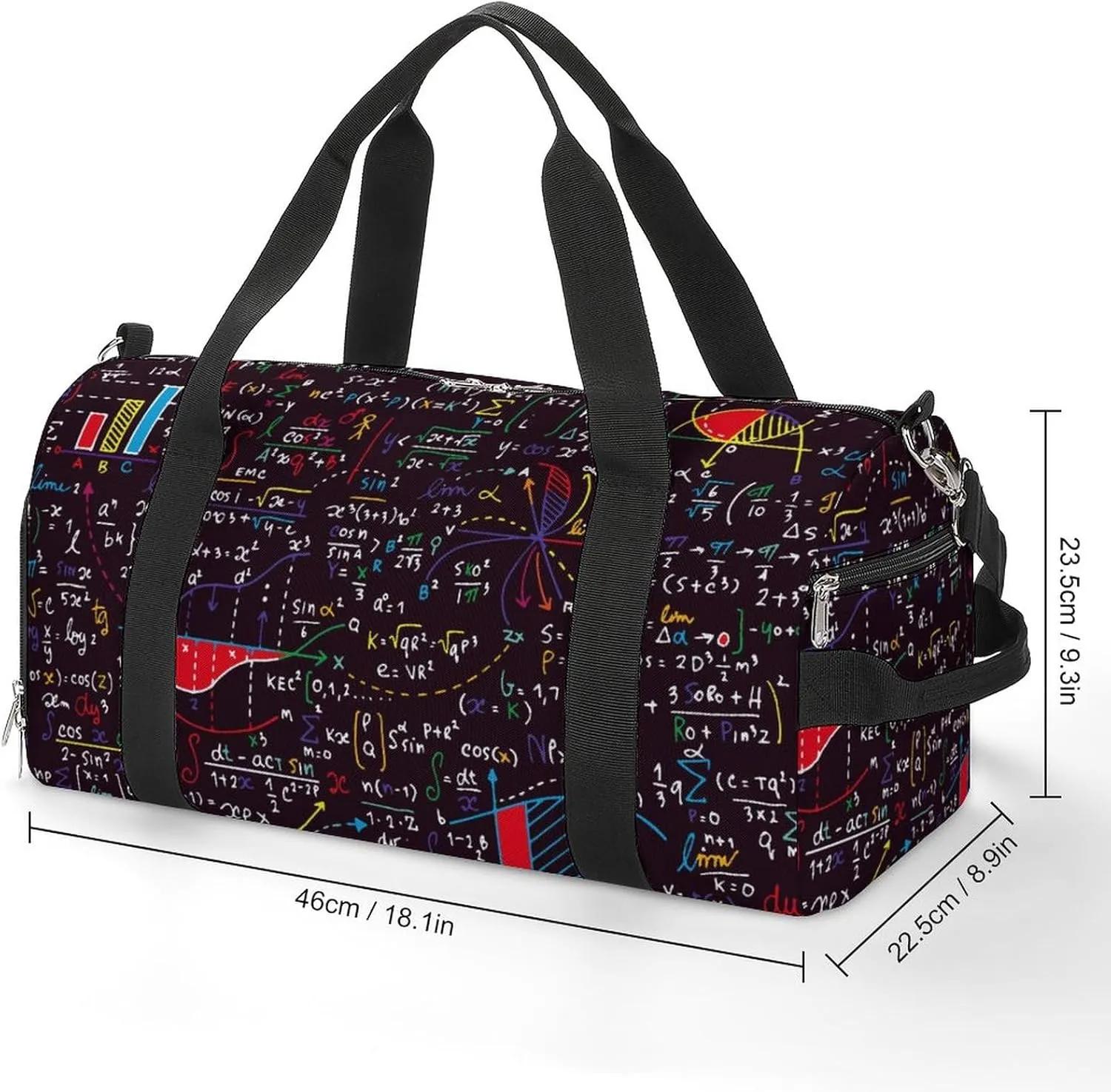 Handwritten-formulas Print Sports Tote Gym Bag for Women Men, Overnight Bag with Shoe Compartment Water Resistant