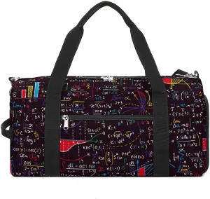 Handwritten-formulas Print Sports Tote Gym Bag for Women Men, Overnight Bag with Shoe Compartment Water Resistant