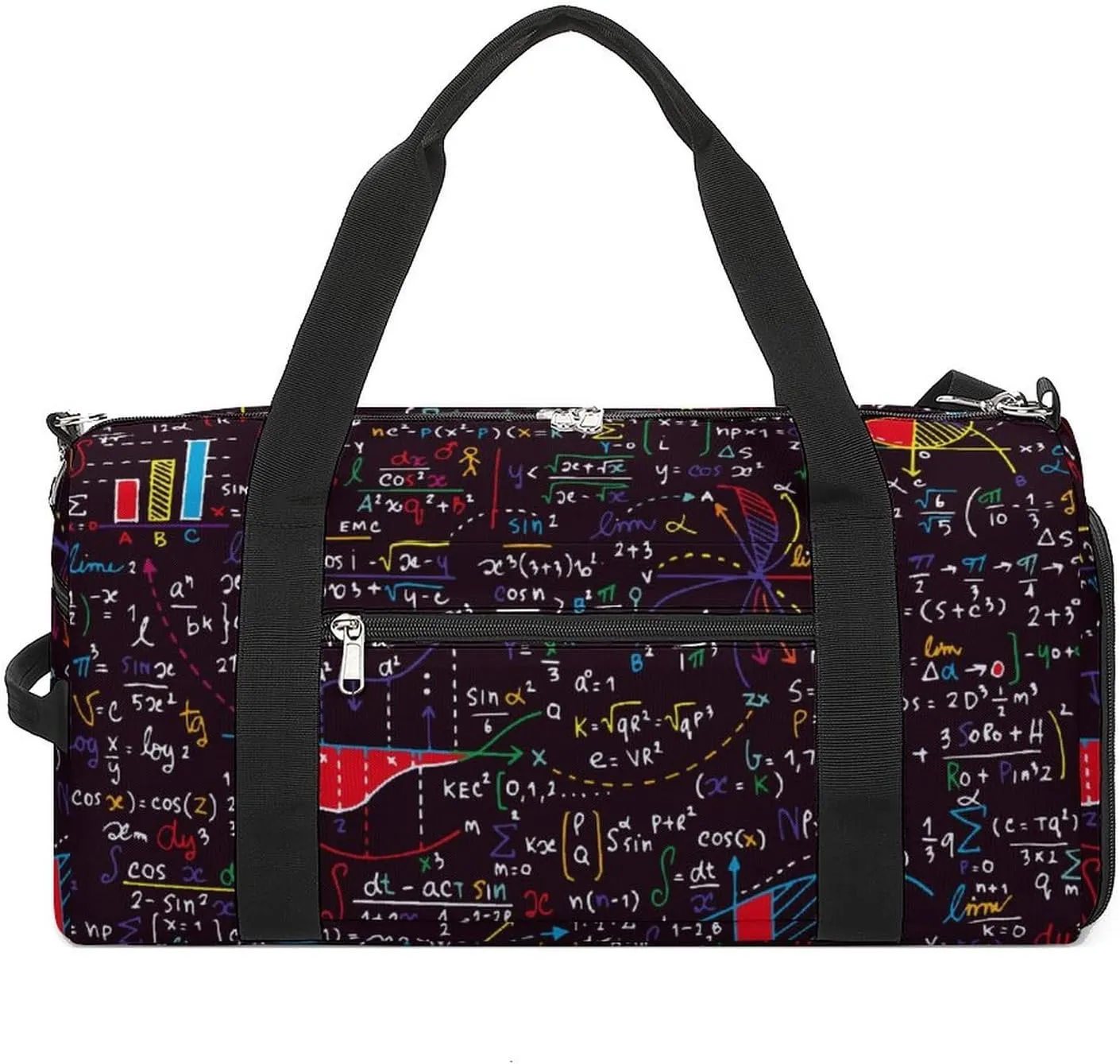 Handwritten-formulas Print Sports Tote Gym Bag for Women Men, Overnight Bag with Shoe Compartment Water Resistant