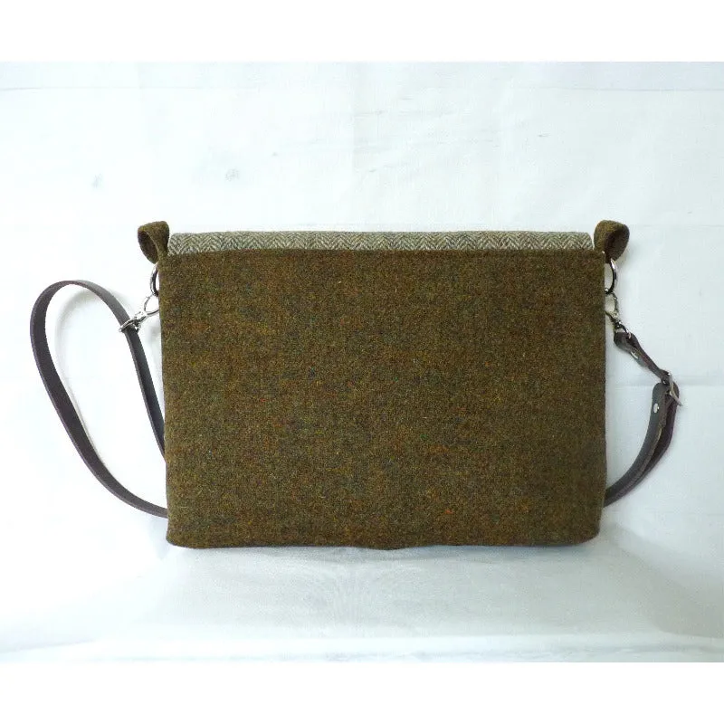 Harris Tweed Bag - Ingleborough Messenger Bag - Green & Herringbone