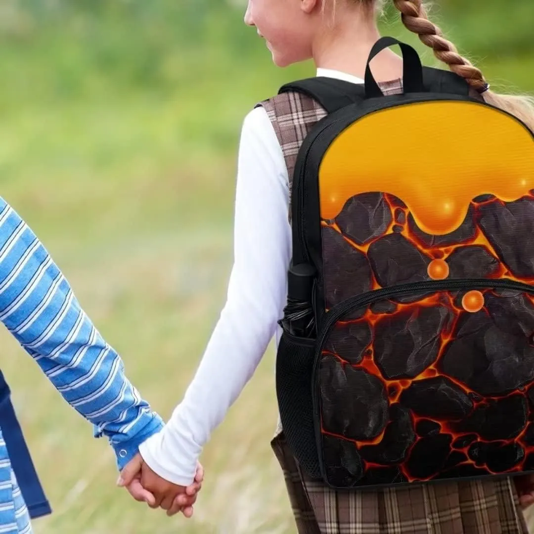 Hawapod Cartoon Lava Cake Printed Cute Simple Backpack Laptop Bag Adjustable Shoulder Strap Bookbag For Teen Boys