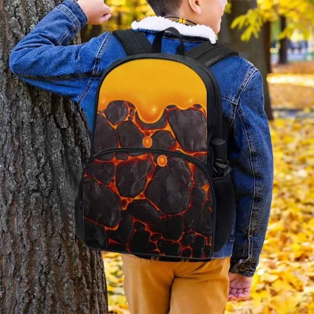 Hawapod Cartoon Lava Cake Printed Cute Simple Backpack Laptop Bag Adjustable Shoulder Strap Bookbag For Teen Boys