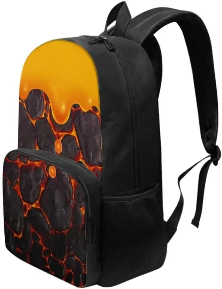 Hawapod Cartoon Lava Cake Printed Cute Simple Backpack Laptop Bag Adjustable Shoulder Strap Bookbag For Teen Boys