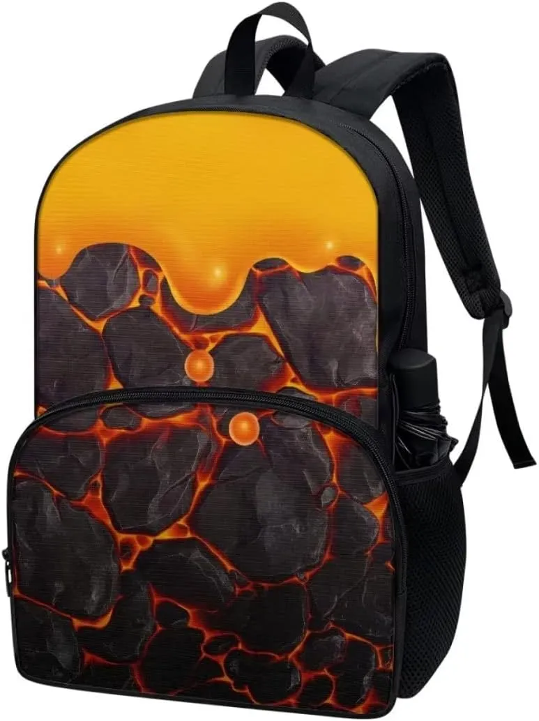 Hawapod Cartoon Lava Cake Printed Cute Simple Backpack Laptop Bag Adjustable Shoulder Strap Bookbag For Teen Boys