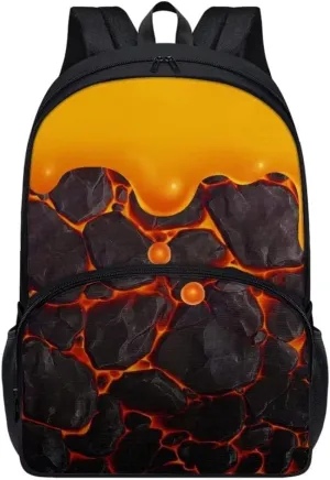 Hawapod Cartoon Lava Cake Printed Cute Simple Backpack Laptop Bag Adjustable Shoulder Strap Bookbag For Teen Boys