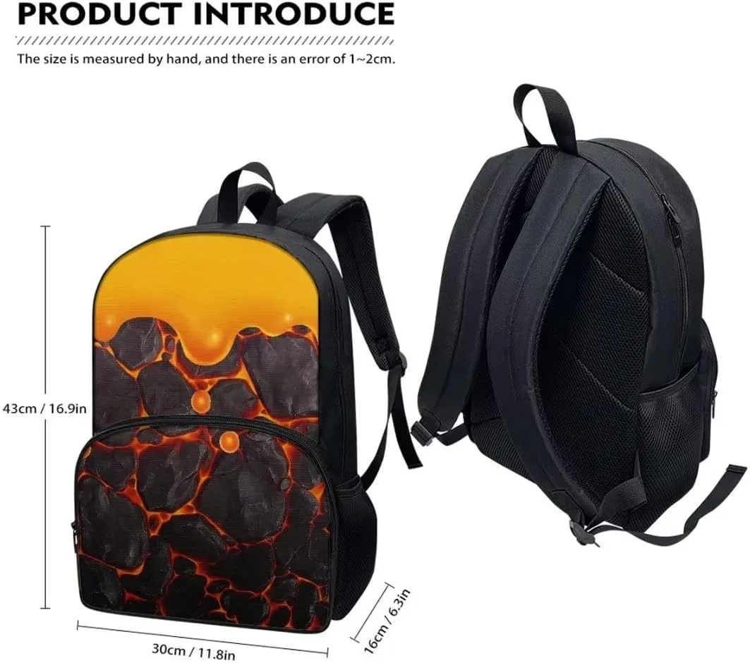 Hawapod Cartoon Lava Cake Printed Cute Simple Backpack Laptop Bag Adjustable Shoulder Strap Bookbag For Teen Boys
