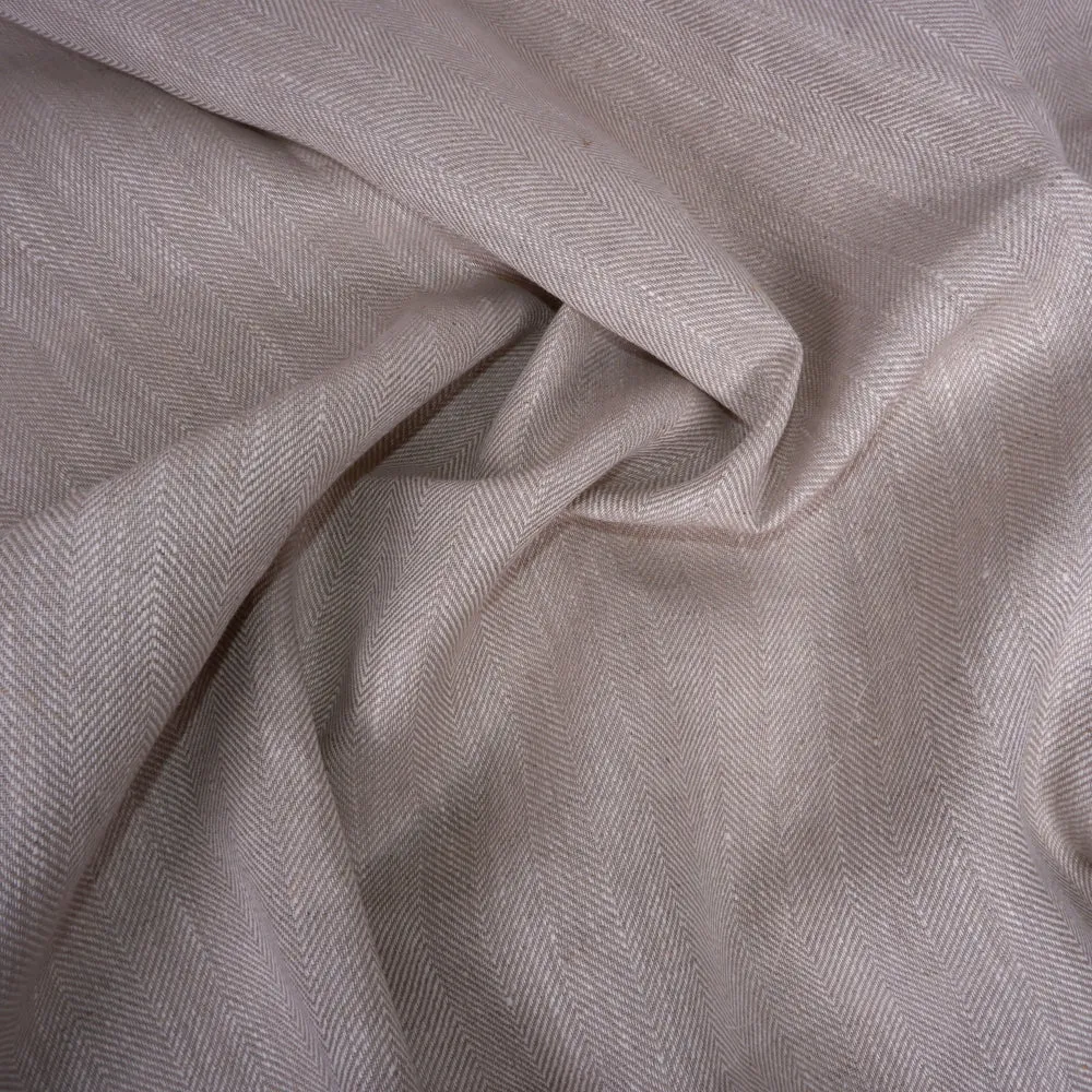 Herringbone - Natur oatmeal - Heavy linen fabric - T005H