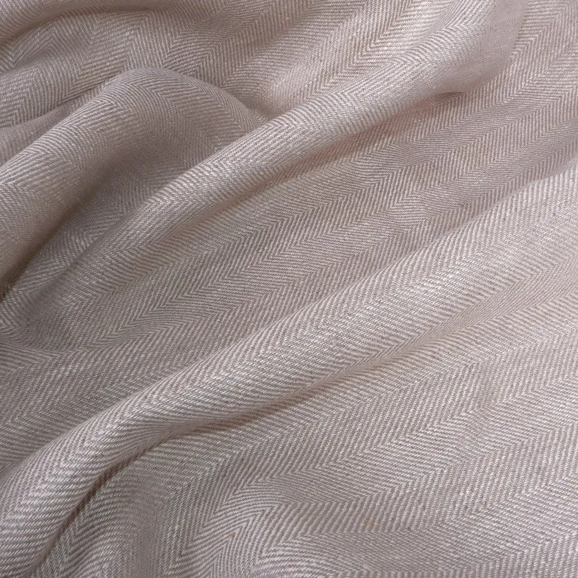 Herringbone - Natur oatmeal - Heavy linen fabric - T005H