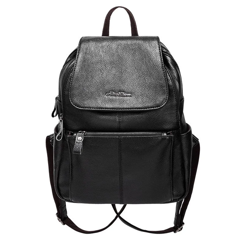 High Quality PU Leather Women Backpack Fashion Solid School Bags