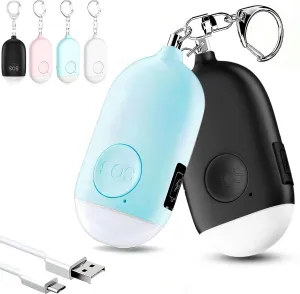 Hion Personal Safety Alarms for Women, 2 Pack Rechargeable 130dB Self Defense Alarm Keychain with LED Flashlight, Emergency Safe Sound Security Alarm for Children Elderly College Girls Men(Black Blue)
