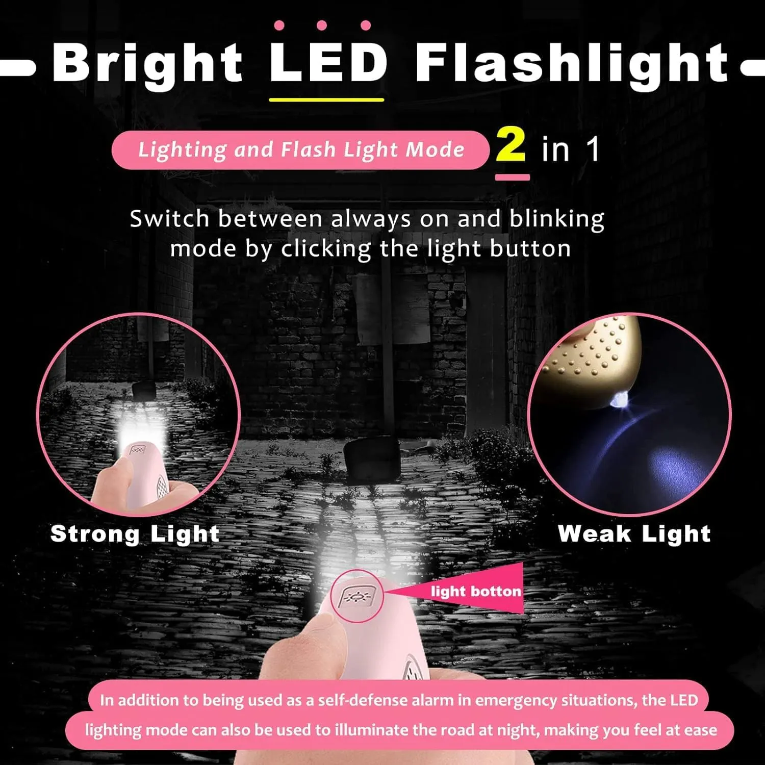 Hion Personal Safety Alarms for Women, 2 Pack Rechargeable 130dB Self Defense Alarm Keychain with LED Flashlight, Emergency Safe Sound Security Alarm for Children Elderly College Girls Men(Black Blue)