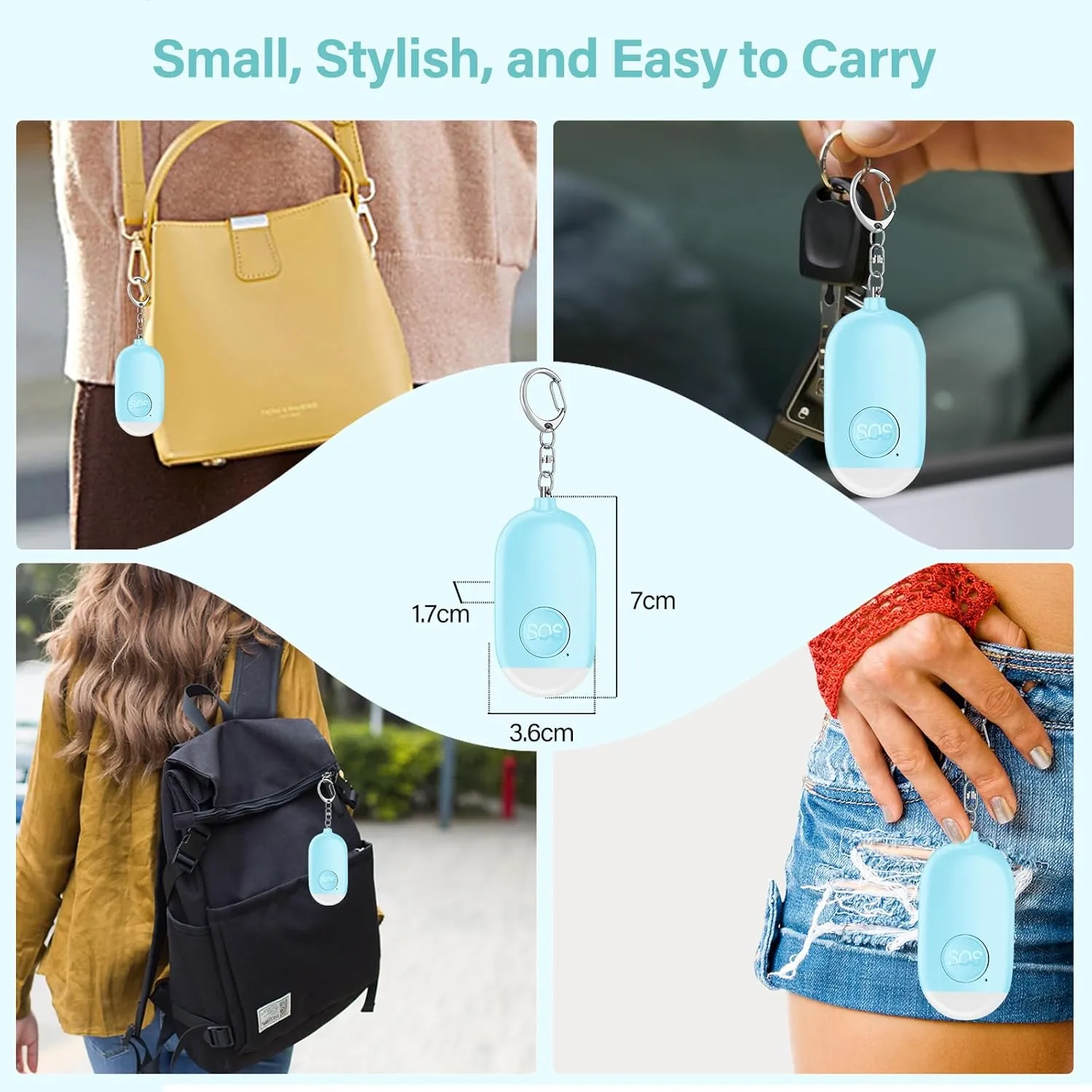 Hion Personal Safety Alarms for Women, 2 Pack Rechargeable 130dB Self Defense Alarm Keychain with LED Flashlight, Emergency Safe Sound Security Alarm for Children Elderly College Girls Men(Black Blue)