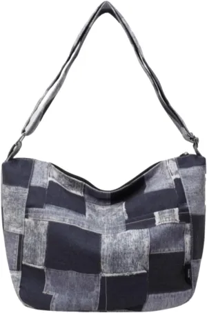 Hippie Crossbody Bags for Women 2024, Y2K Denim Messenger Tote Bag, Canvas Shoulder Boho Purse for Casual Travel