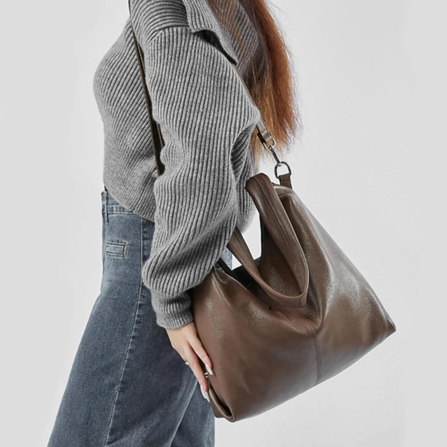Hobo Bag Purses and Handbags for Women, Genuine Leather Hobo Crossbody Bags, Shoulder Bag with Removable Strap