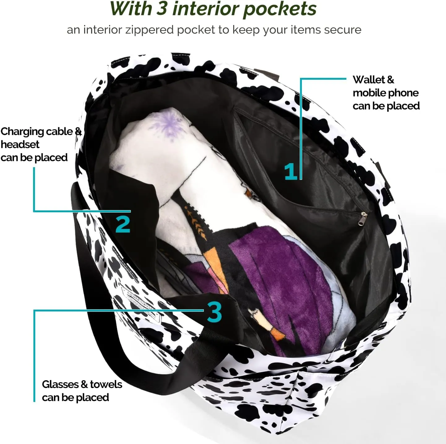 HOMESPON Large Waterproof Beach Bag for Women Sandproof Tote Bag Pool Bag with Zipper and Pockets for Travel Vacation Gym