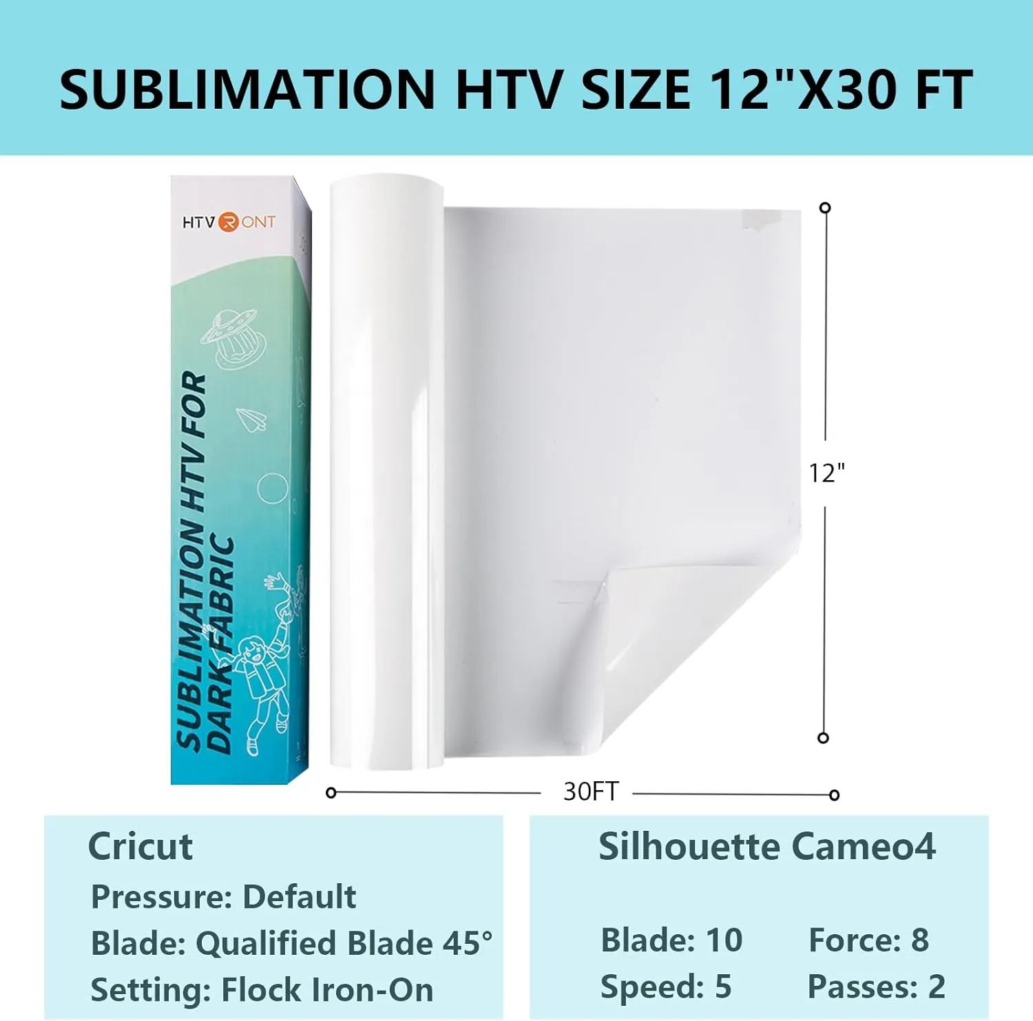 HTVRONT Sublimation HTV for Dark/Light Fabric - Matte Sublimation Vinyl 12" X 30FT - Sublimation Blanks for Sublimation Shirts/Bag/Hat/Pillow