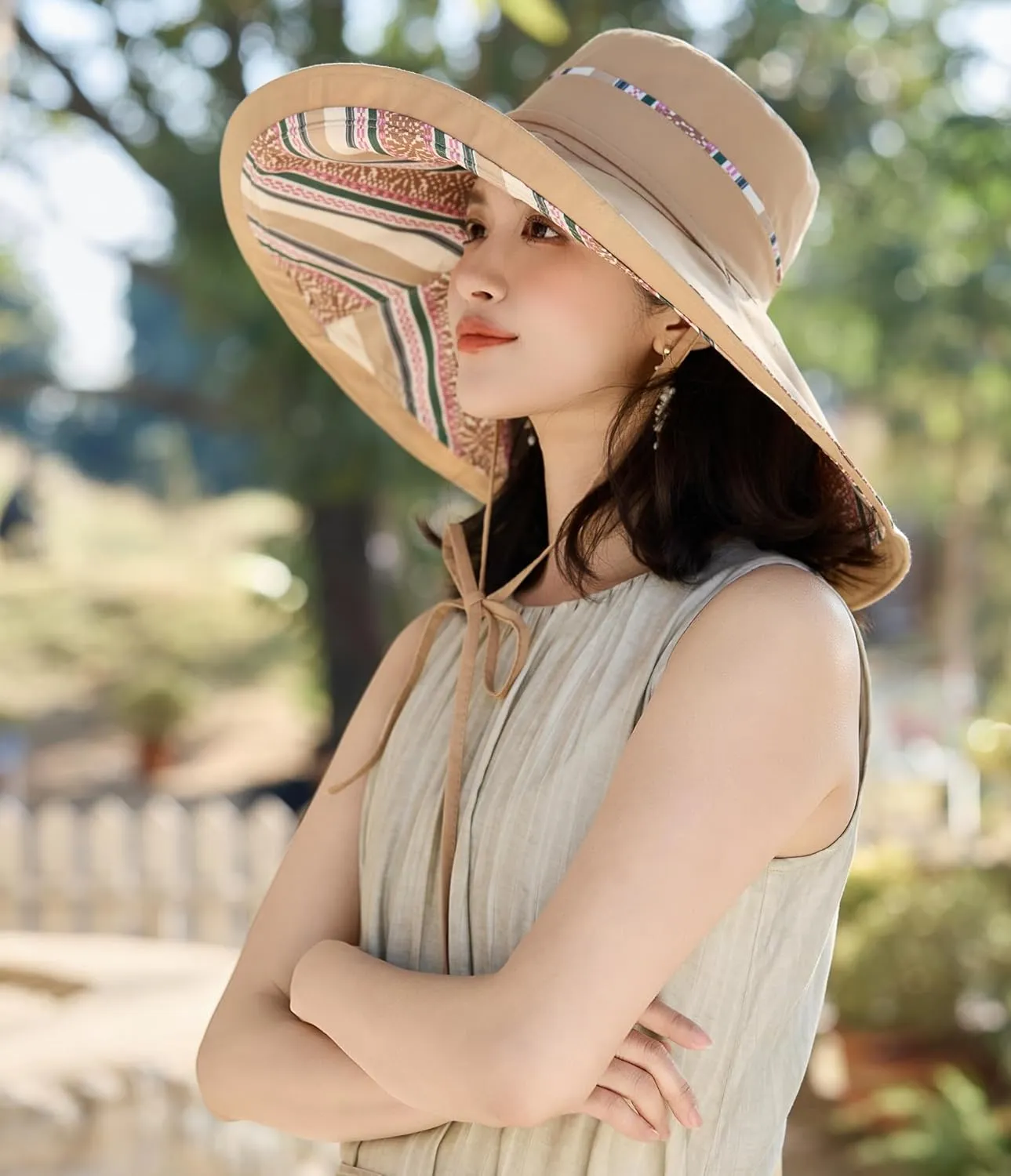 HUAMULAN Wide Brim Women Summer Sun Floppy Hat Beach Bucket Fishing Hats Reversible Packable Outdoor UV Protection