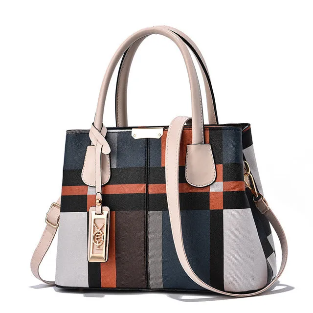 HUIUEITW Stitching Wild Messenger Bags Designer Brand Plaid Shoulder Bag Female Ladies Totes New Luxury Handbag Women