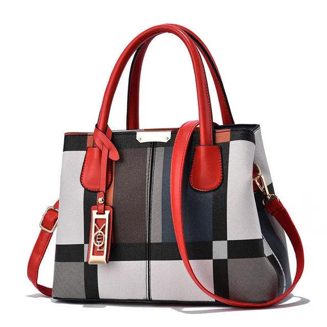 HUIUEITW Stitching Wild Messenger Bags Designer Brand Plaid Shoulder Bag Female Ladies Totes New Luxury Handbag Women