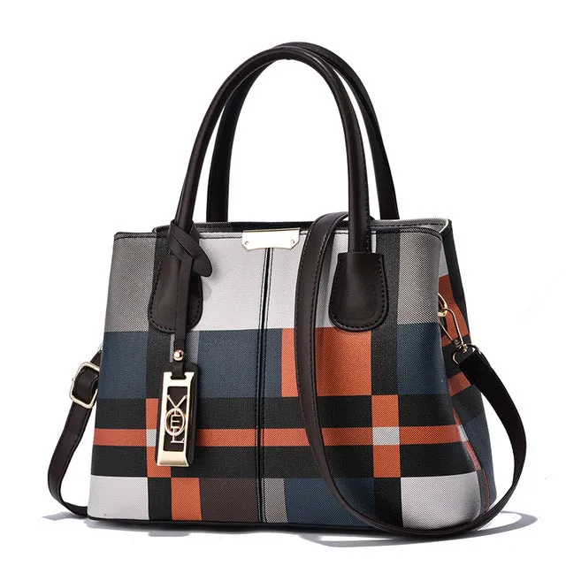 HUIUEITW Stitching Wild Messenger Bags Designer Brand Plaid Shoulder Bag Female Ladies Totes New Luxury Handbag Women