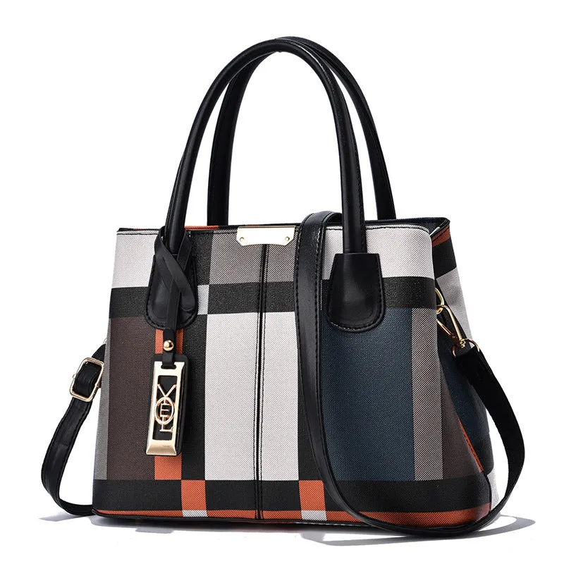 HUIUEITW Stitching Wild Messenger Bags Designer Brand Plaid Shoulder Bag Female Ladies Totes New Luxury Handbag Women
